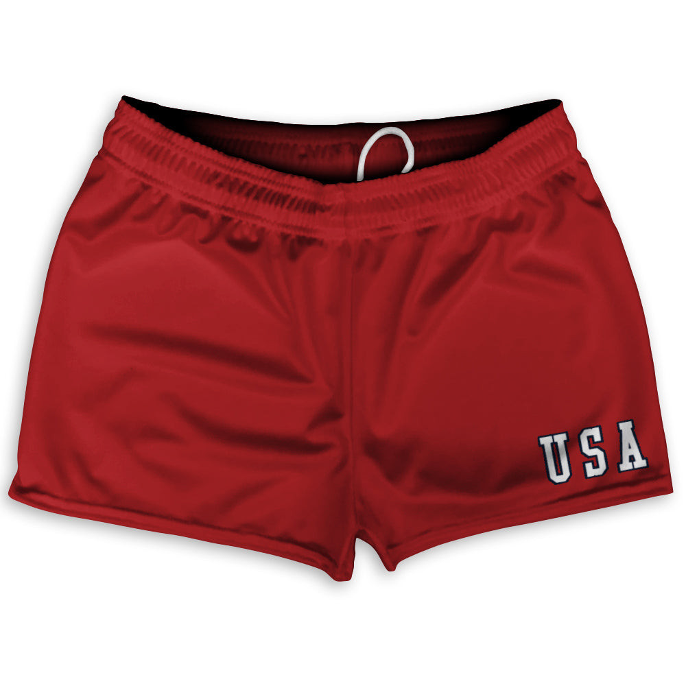 Image of USA Gump Shorty Short Gym Shorts 2.5" Inseam Made In USA - Red