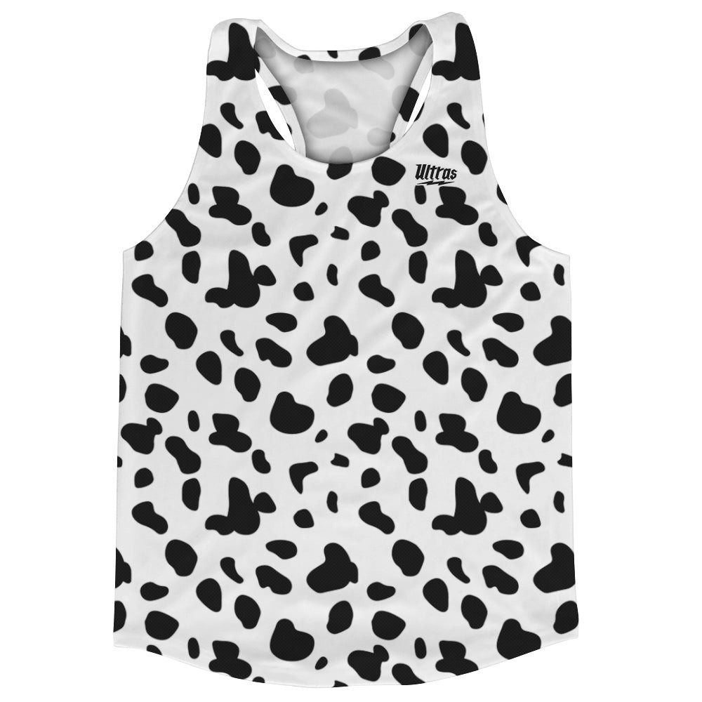 Image of Dalmatian Pattern Dog Spots Running Track Top Made In USA - White Black