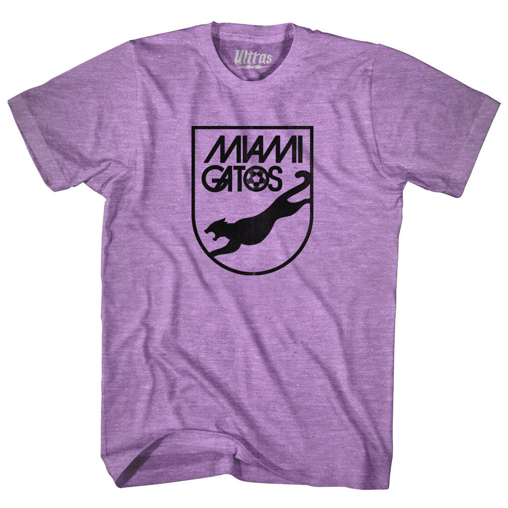 Image of Miami Gatos Nasl Soccer Adult Tri-Blend T-shirt - Purple