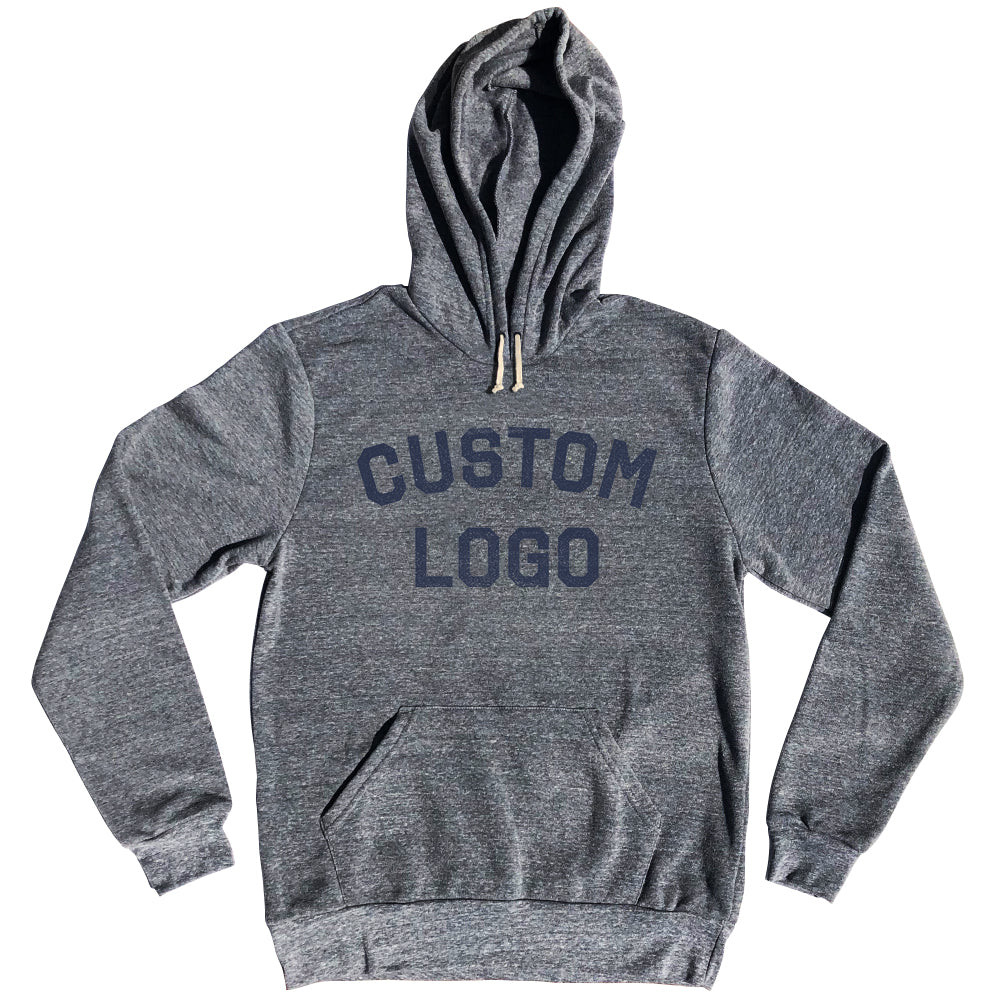 Image of Custom Logo Tri-Blend Hoodie - Athletic Grey