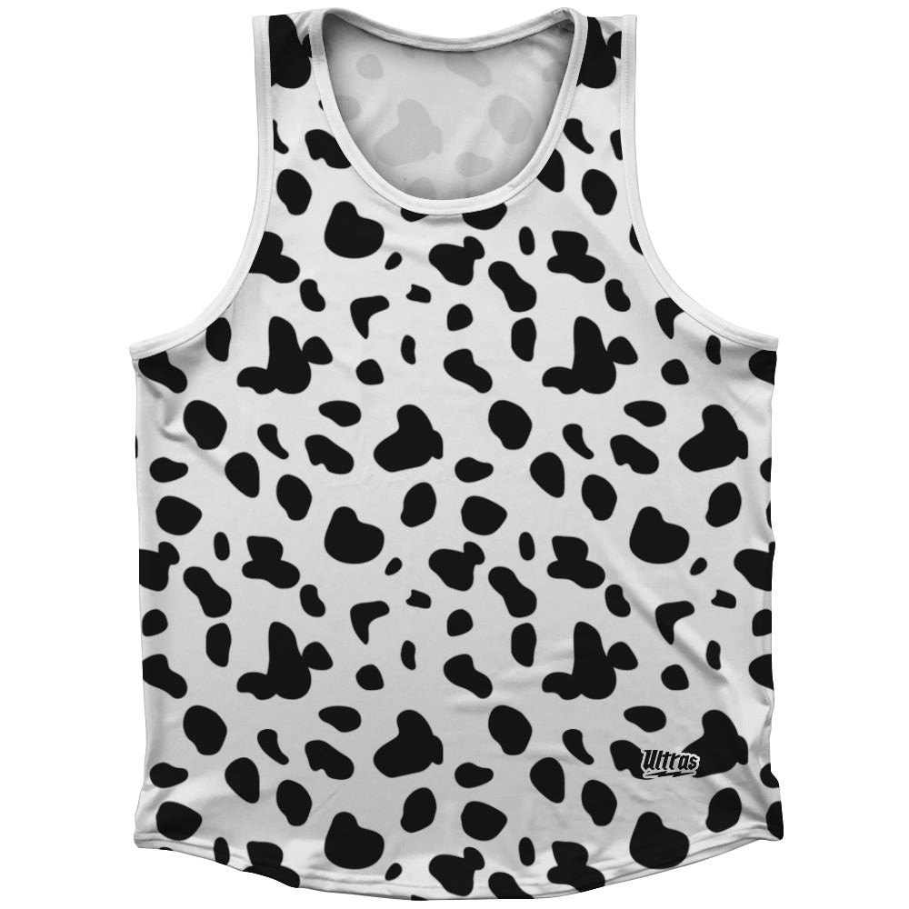Image of Dalmatian Dog Spots Pattern Tank Top Made In USA - White Black