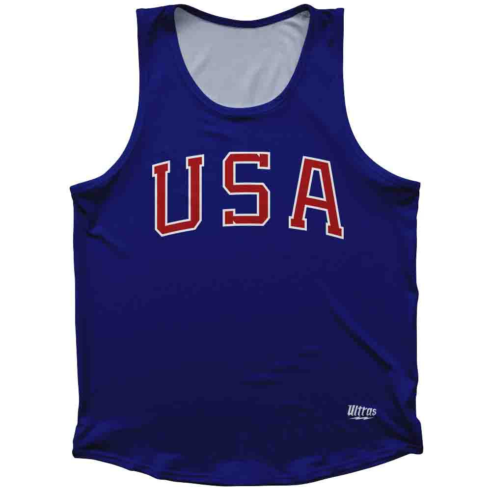 Image of USA 68 Athletic Track Tank Top Made In USA - Royal Blue