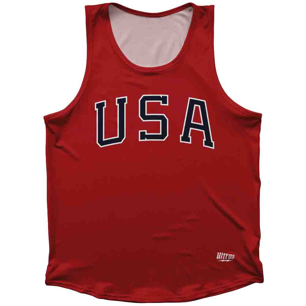 Image of USA 68 Athletic Track Tank Top Made In USA - Red