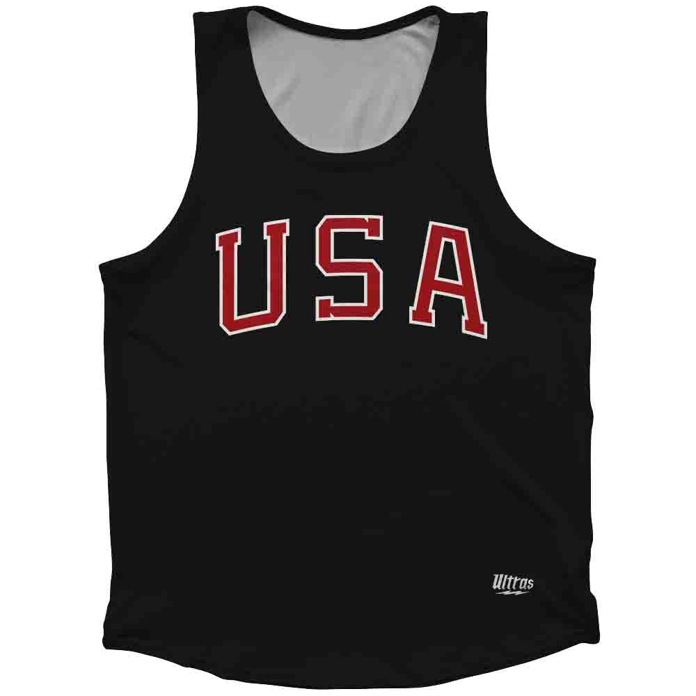 Image of USA 68 Athletic Track Tank Top Made In USA - Black