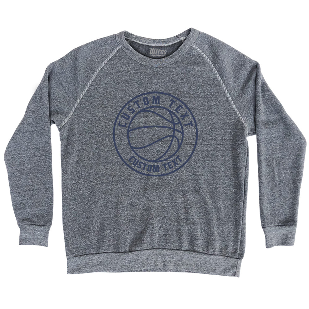 Image of Basketball Custom Text Adult Tri-Blend Sweatshirt - Athletic Grey