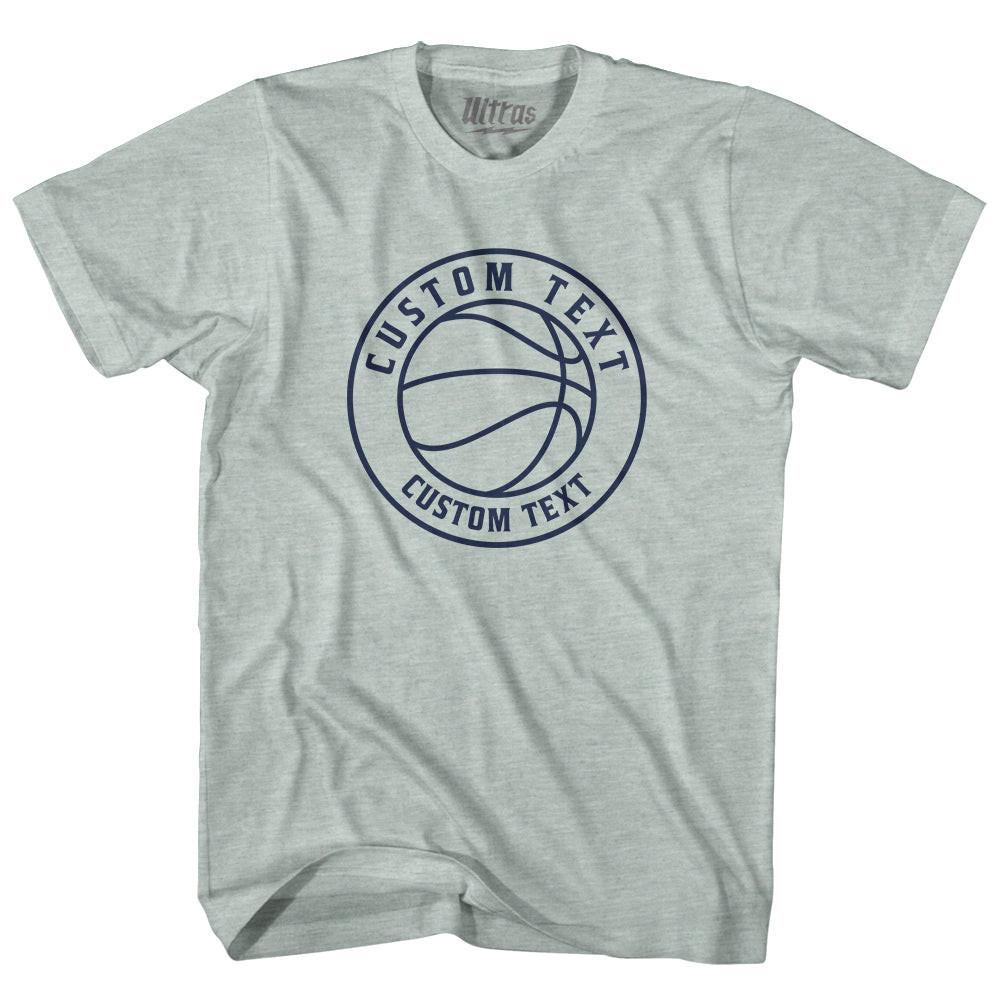 Image of Basketball Custom Text Adult Tri-Blend T-shirt - Athletic Cool Grey