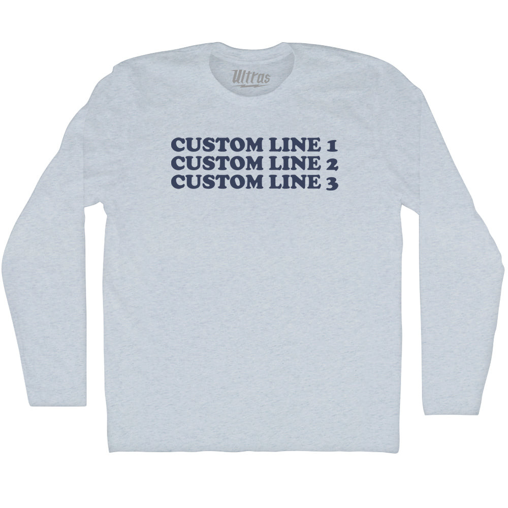 Image of Custom Cooper Font Adult Tri-Blend Long Sleeve T-shirt - Athletic White