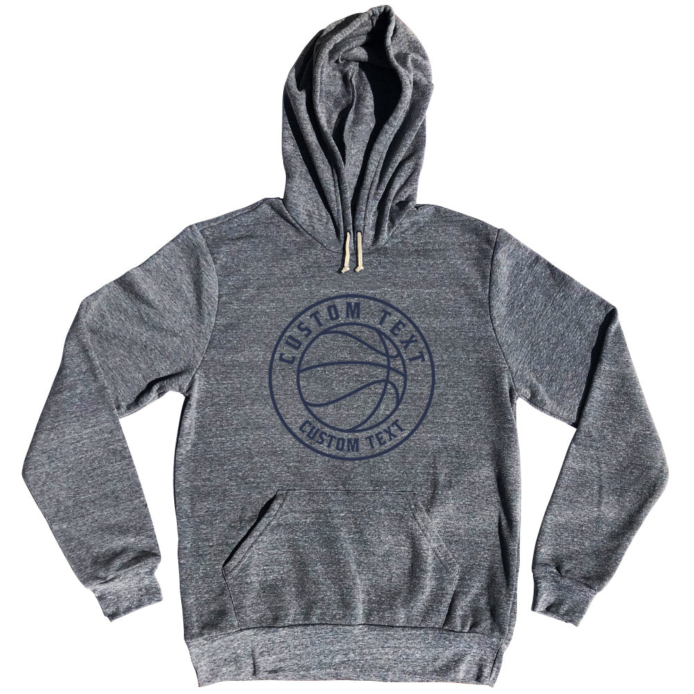 Image of Basketball Custom Text Tri-Blend Hoodie - Athletic Grey