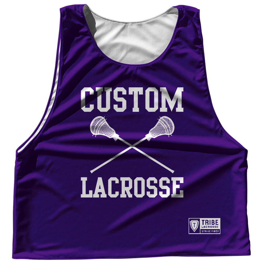 Image of Custom Lacrosse Purple Lakers and White Reversible Lacrosse Pinnie