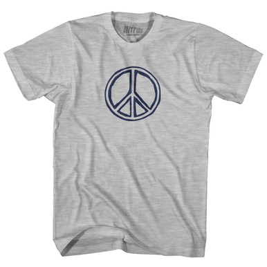 Peace Sign Symbol Outline Adult Cotton T-shirt - Grey Heather