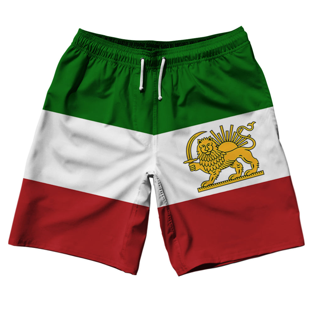 Image of Free Iran Country Flag 10" Swim Shorts Made in USA - Green Red White