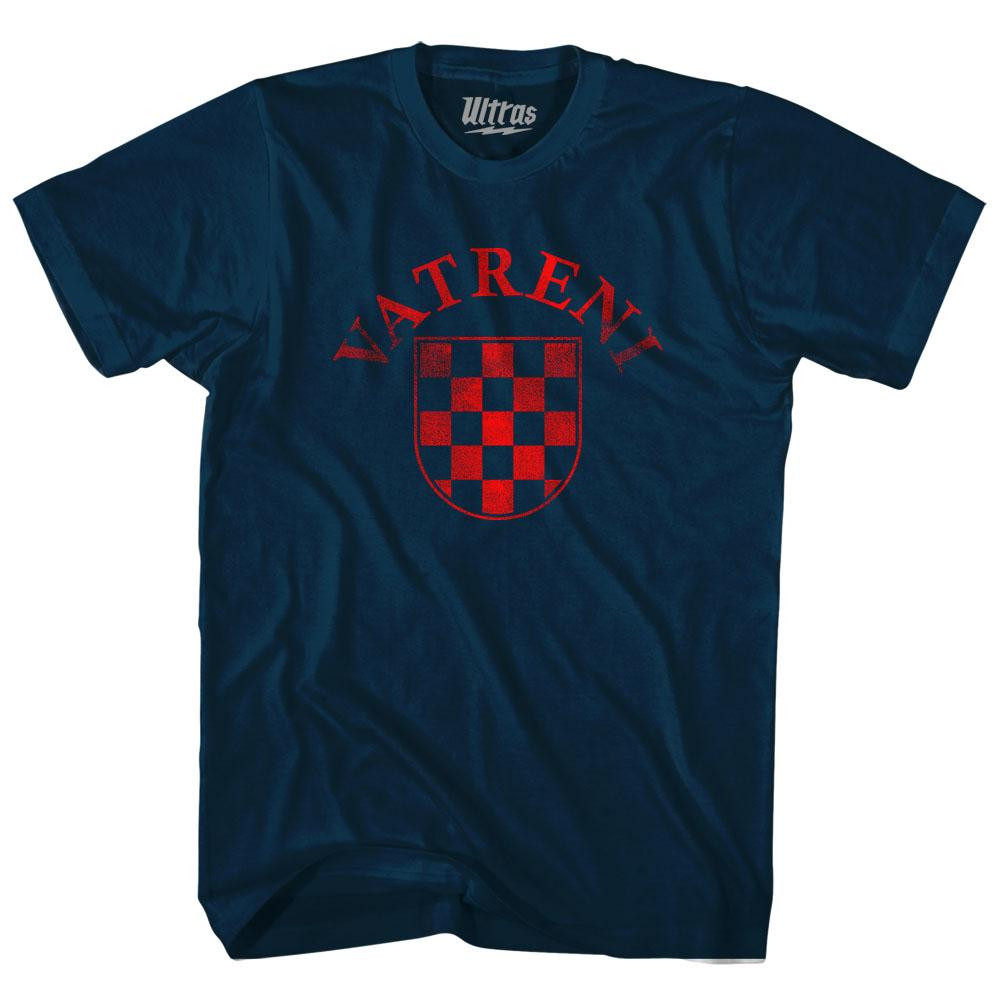 Image of Croatia Vatreni Crest Soccer Adult Tri-Blend T-shirt - Navy