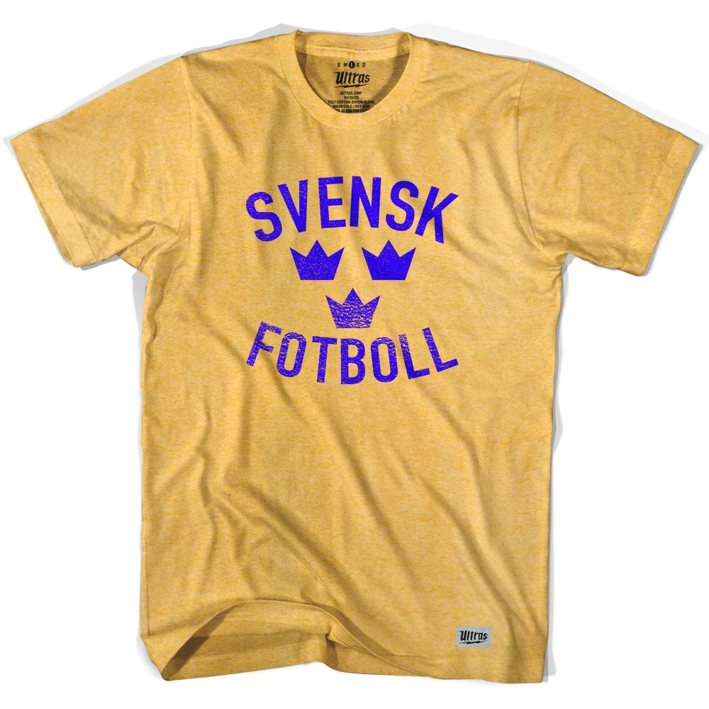 Image of Sweden Svensk Fotboll Adult Tri-Blend T-shirt - Yellow