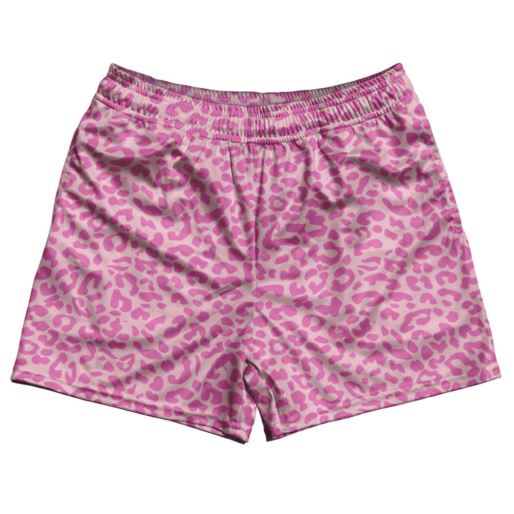 Image of Cheetah Two Tone Pale Pink Rugby Gym Short 5 Inch Inseam With Pockets Made In USA - Pale Pink