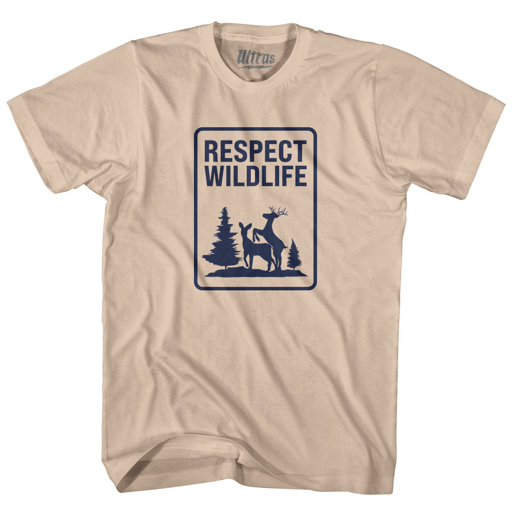 Image of Respect Wildlife Adult Cotton T-shirt - Creme