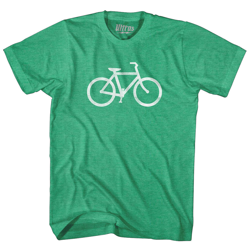 Image of Bicycle Bike Green Energy With White Logo Adult Tri-Blend T-shirt - Kelly