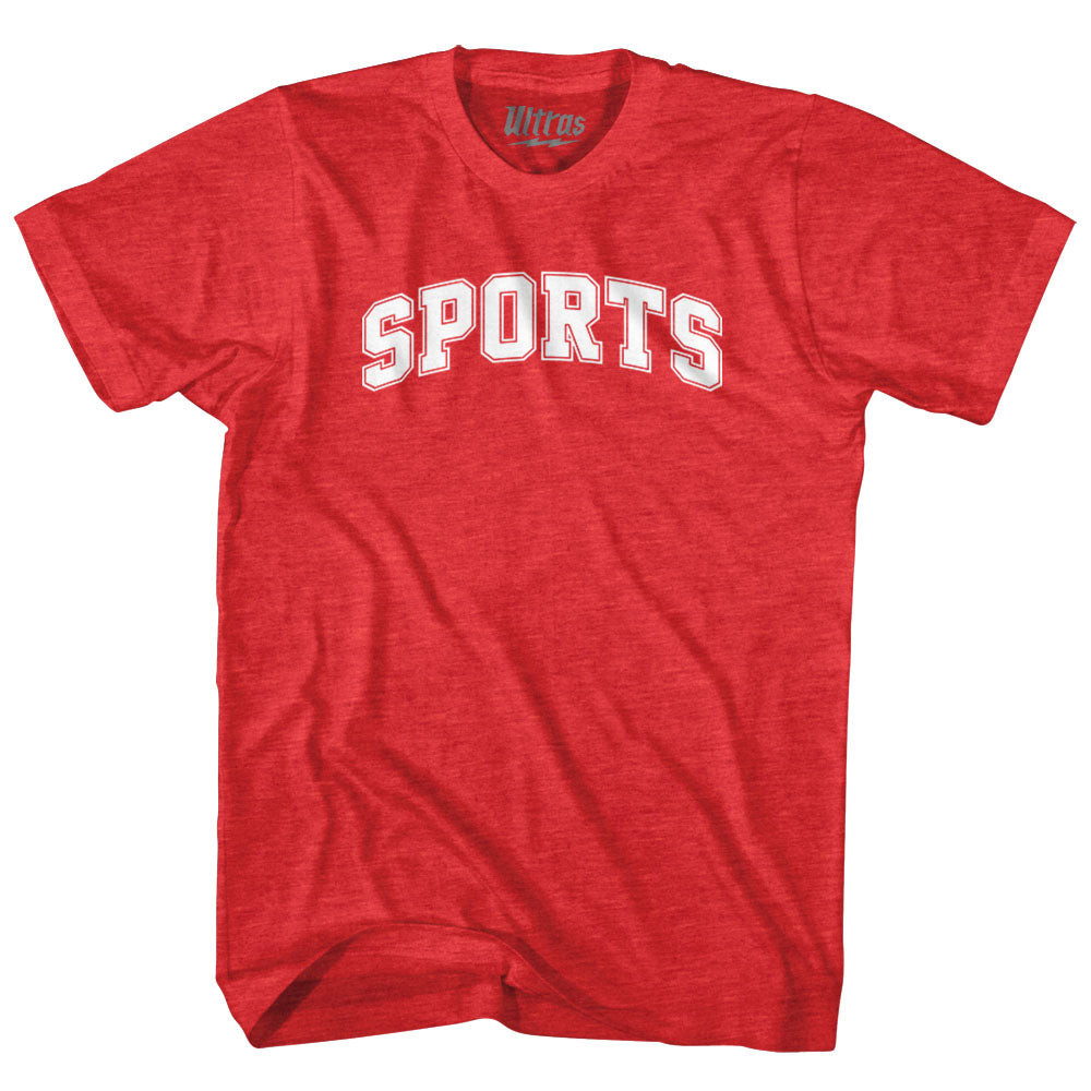 Image of Sports Adult Red Tri-Blend T-shirt with White Ink- Athletic Red