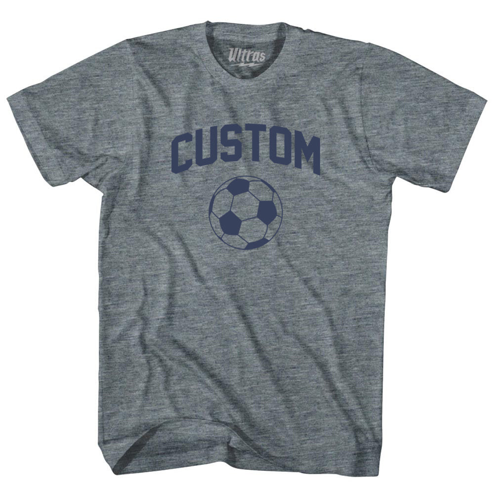 Image of Custom Soccer Ball Adult Tri-Blend T-shirt - Athletic Grey