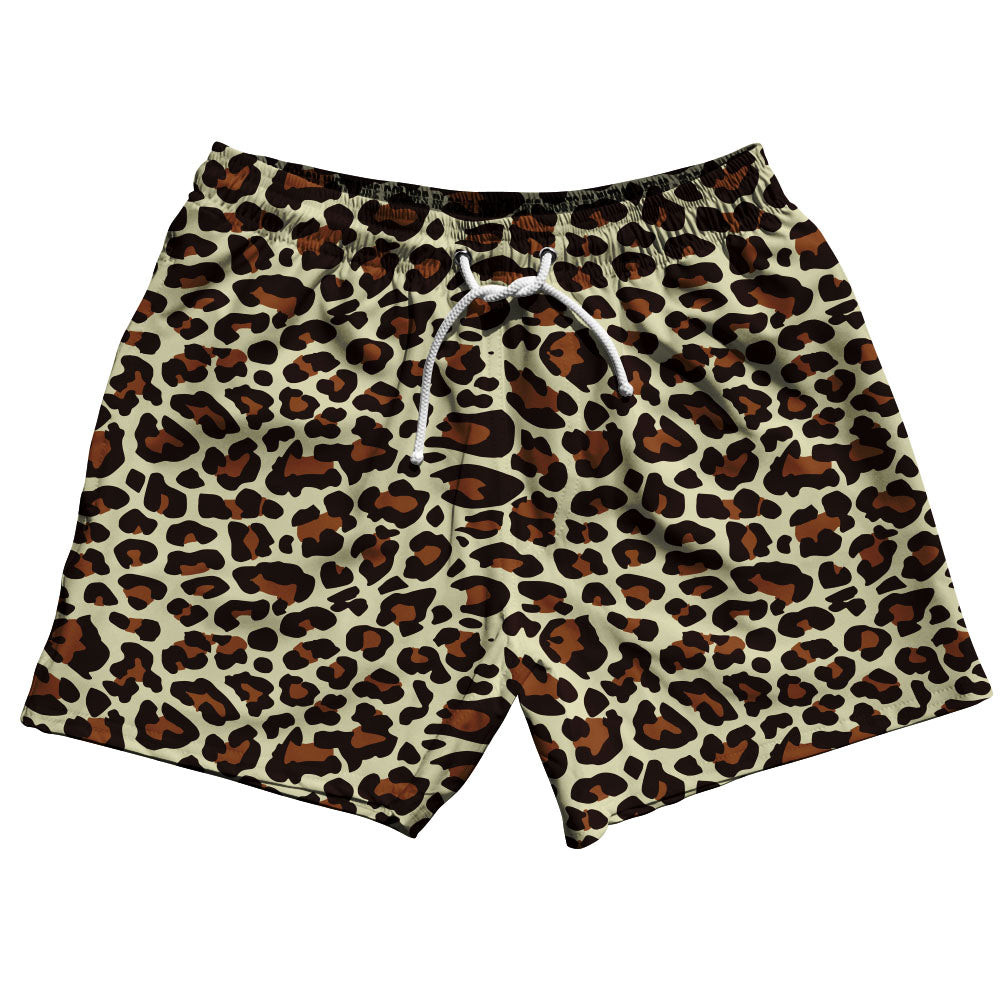 Image of Cheetah Pattern 5" Swim Shorts Made in USA - Vegas Gold