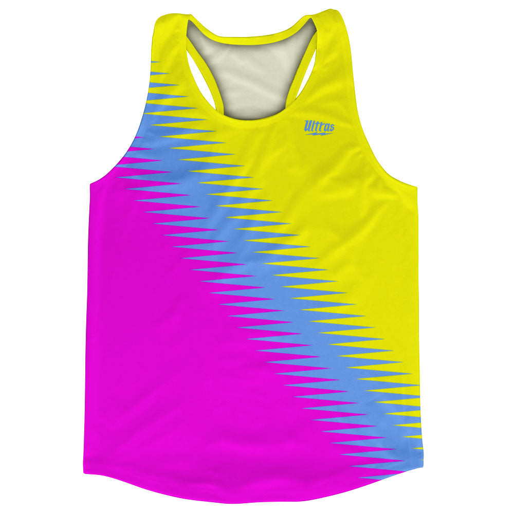 Image of Lightning Fast Pattern Running Track Tops Made In USA - Neon Pink Carolina Blue Neon Yellow