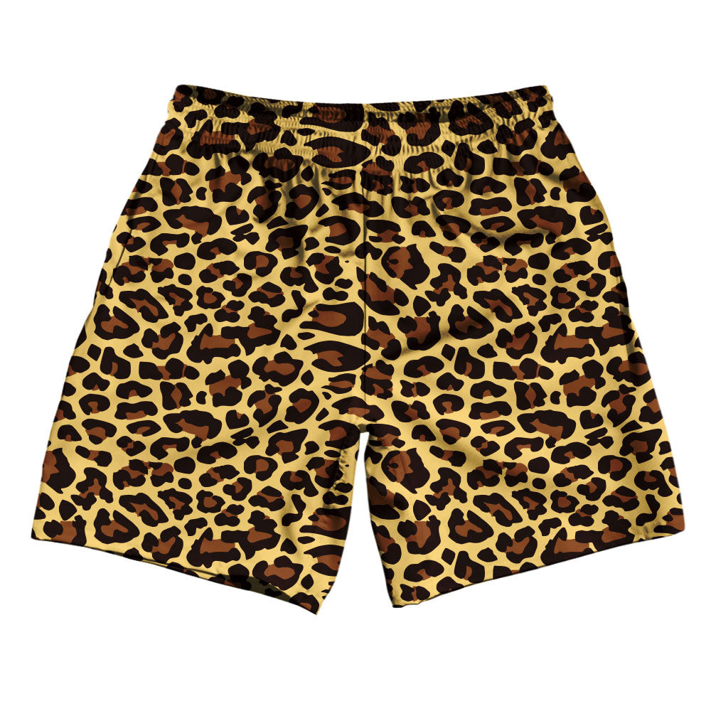 Image of Cheetah Pattern Athletic Running Fitness Exercise Shorts 7" Inseam Shorts Made In USA - Yellow