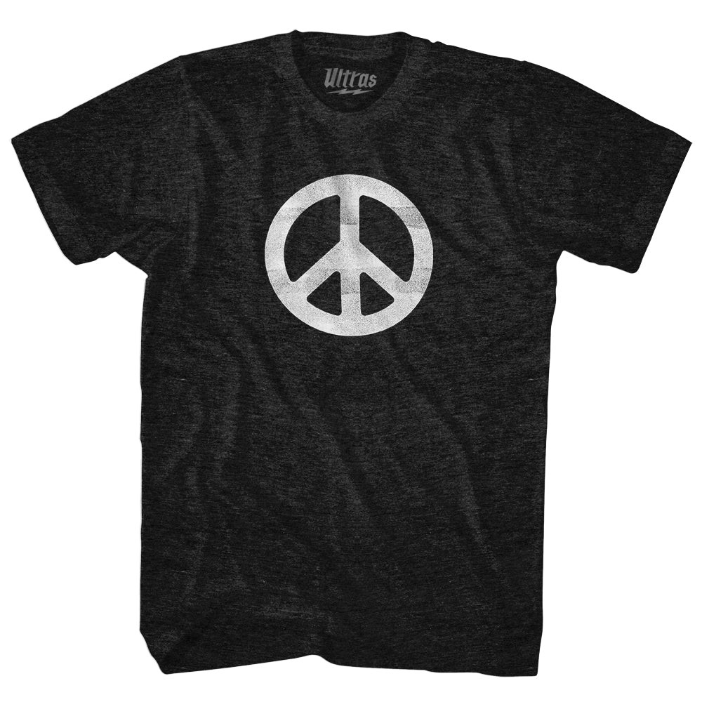 Image of Peace Sign Adult Tri-Blend T-shirt - Black