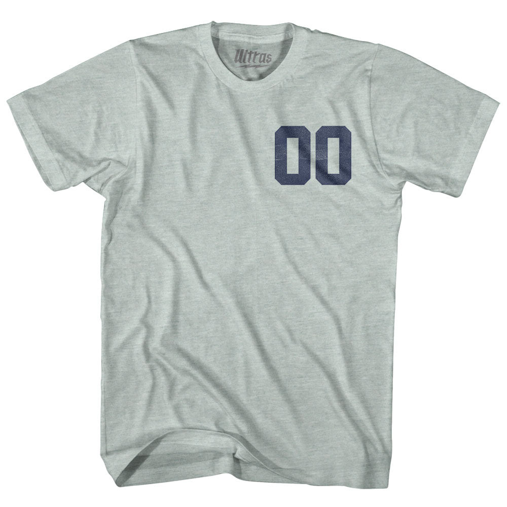 Image of Custom Left Chest Number On Front And Name Over Number Back Game Top Adult Tri-Blend T-shirt - Athletic Cool Grey
