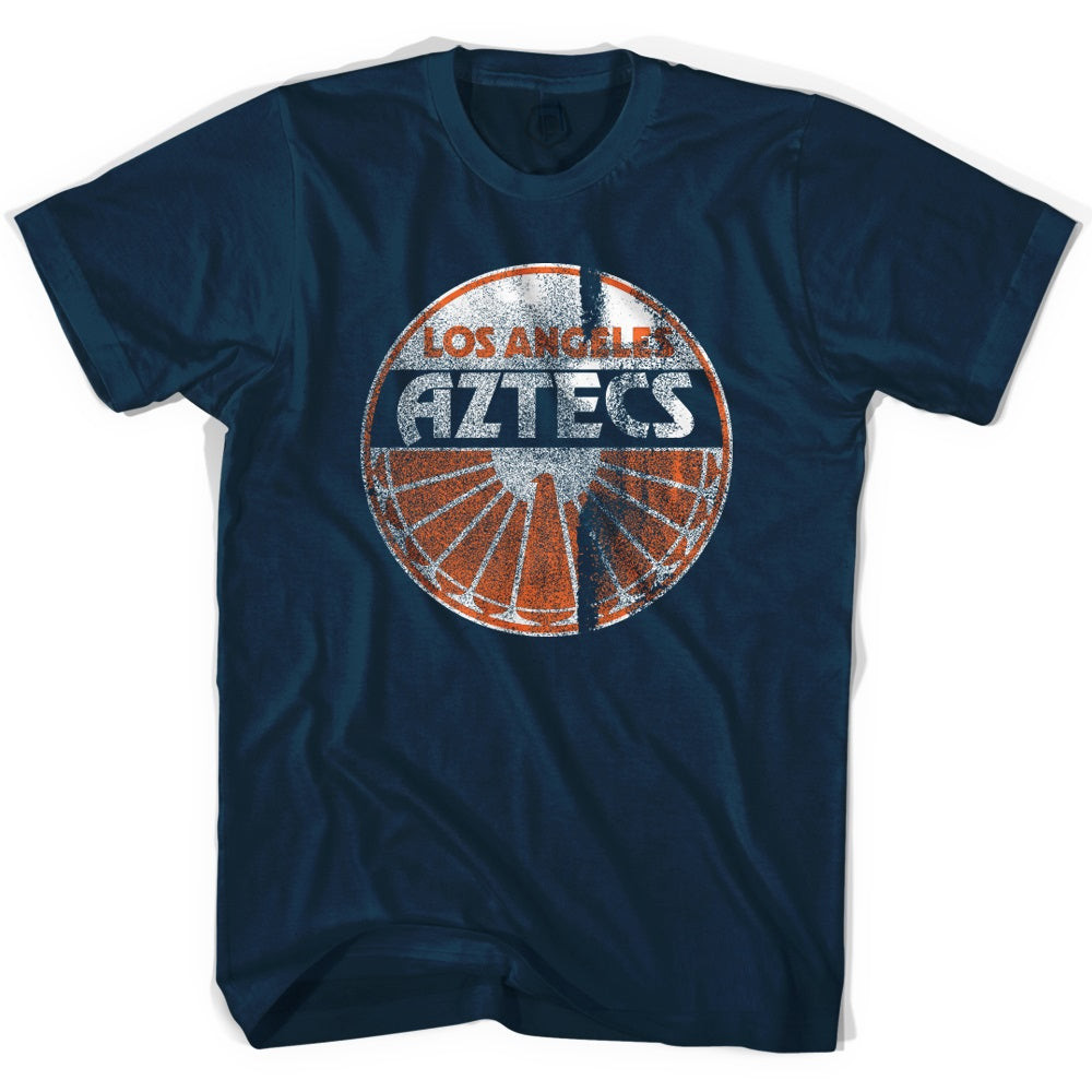 Image of La Aztecs Round Crest Soccer Adult Tri-Blend T-shirt - Navy