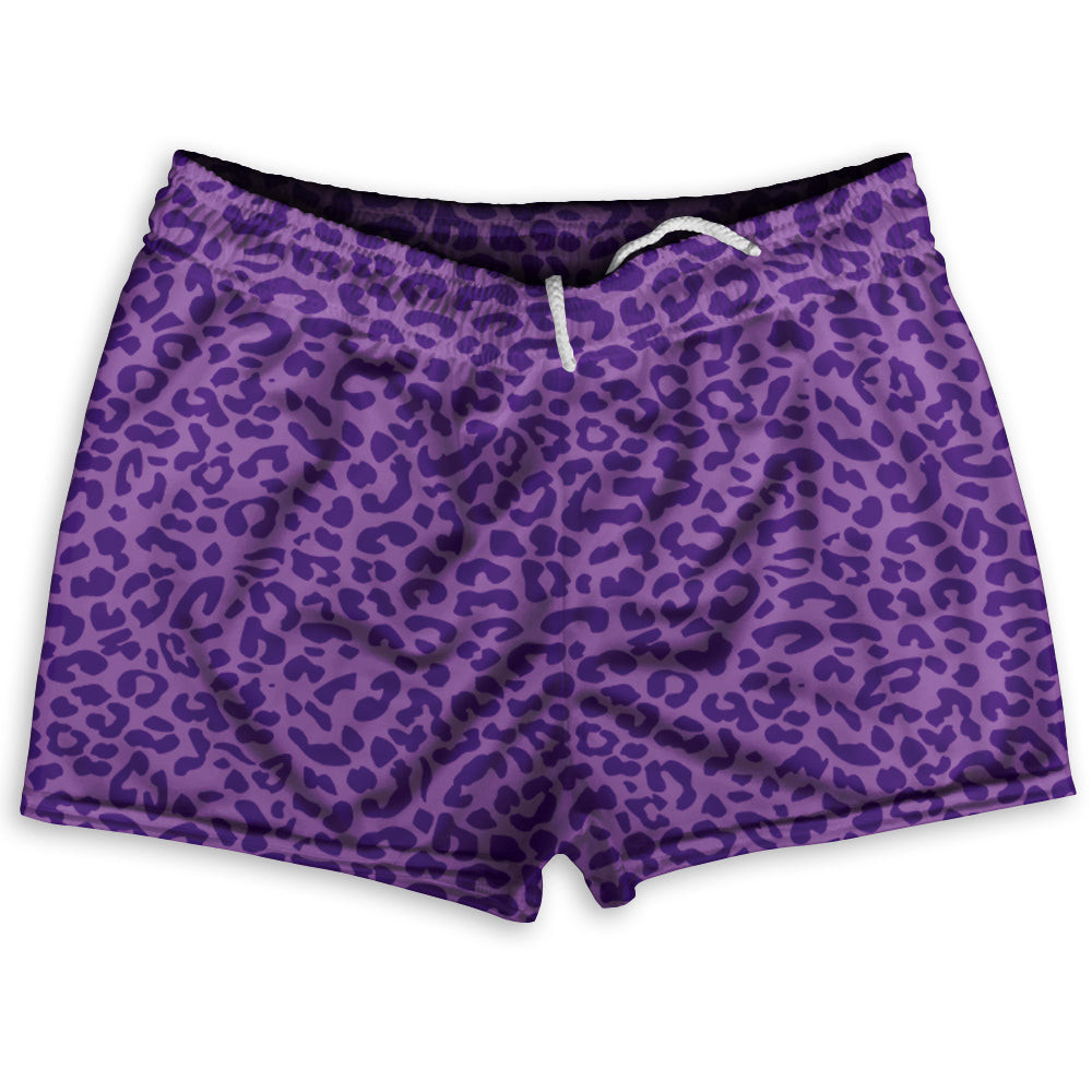 Image of Cheetah Two Tone Light Purple Shorty Short Gym Shorts 2.5" Inseam Made In USA - Light Purple