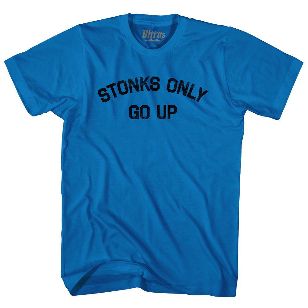 Image of Stonks Only Go Up Adult Cotton T-shirt - Royal Blue