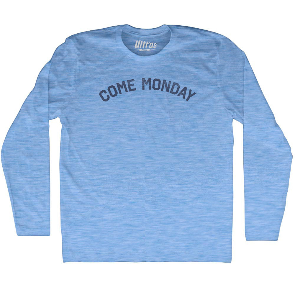 Image of Come Monday Adult Tri-Blend Long Sleeve T-shirt - Athletic Blue