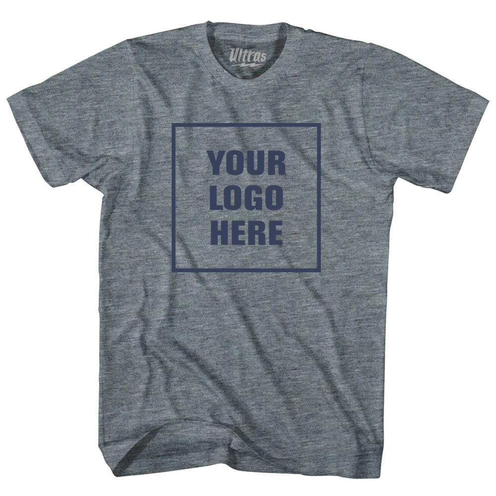 Image of Custom Your Logo Here Adult Tri-Blend T-shirt - Athletic Grey