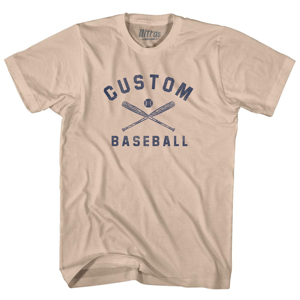 Image of Custom Baseball Adult Cotton T-shirt - Creme