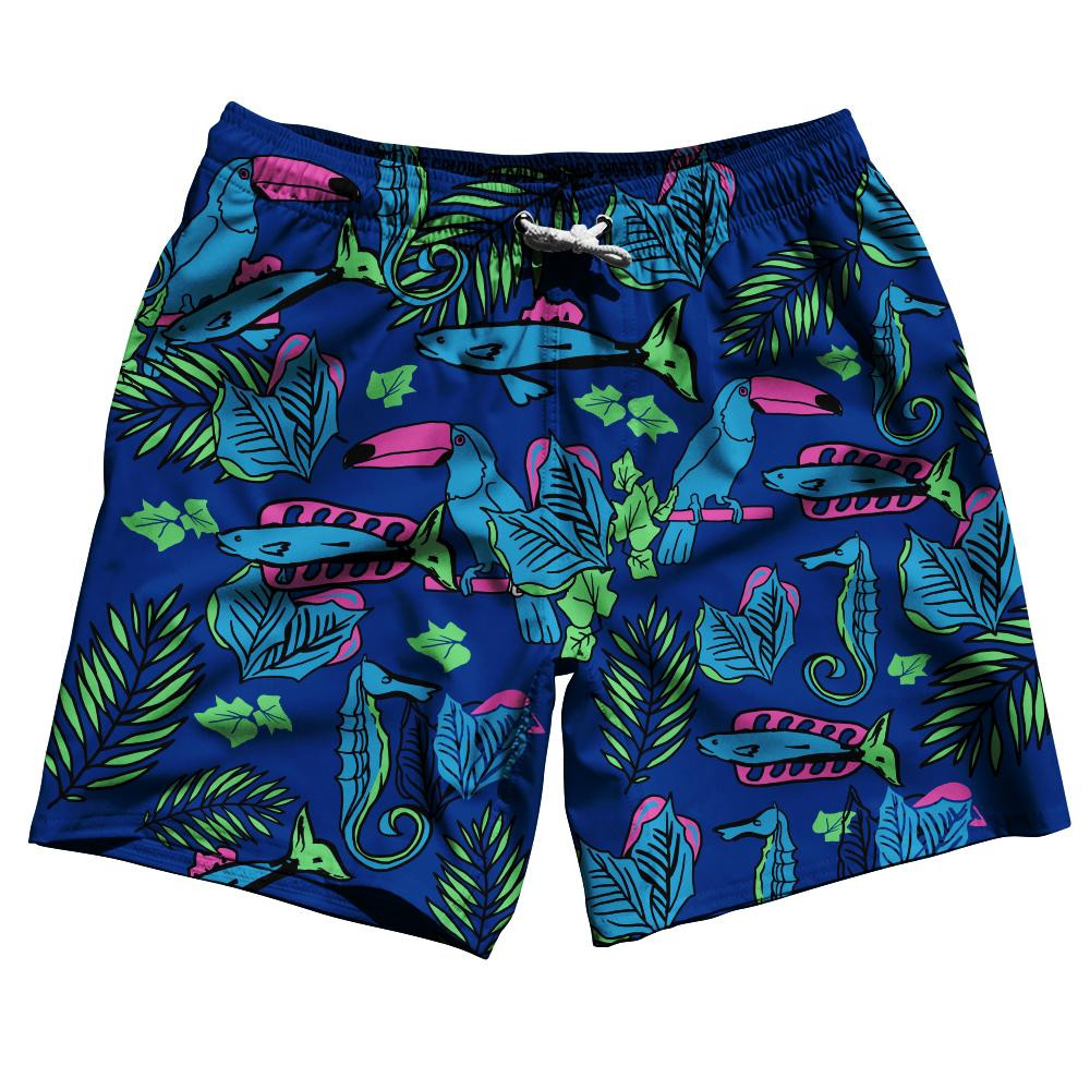 Image of Billy Hoyle Blue 7.5" Inseam Swim Shorts - Blue