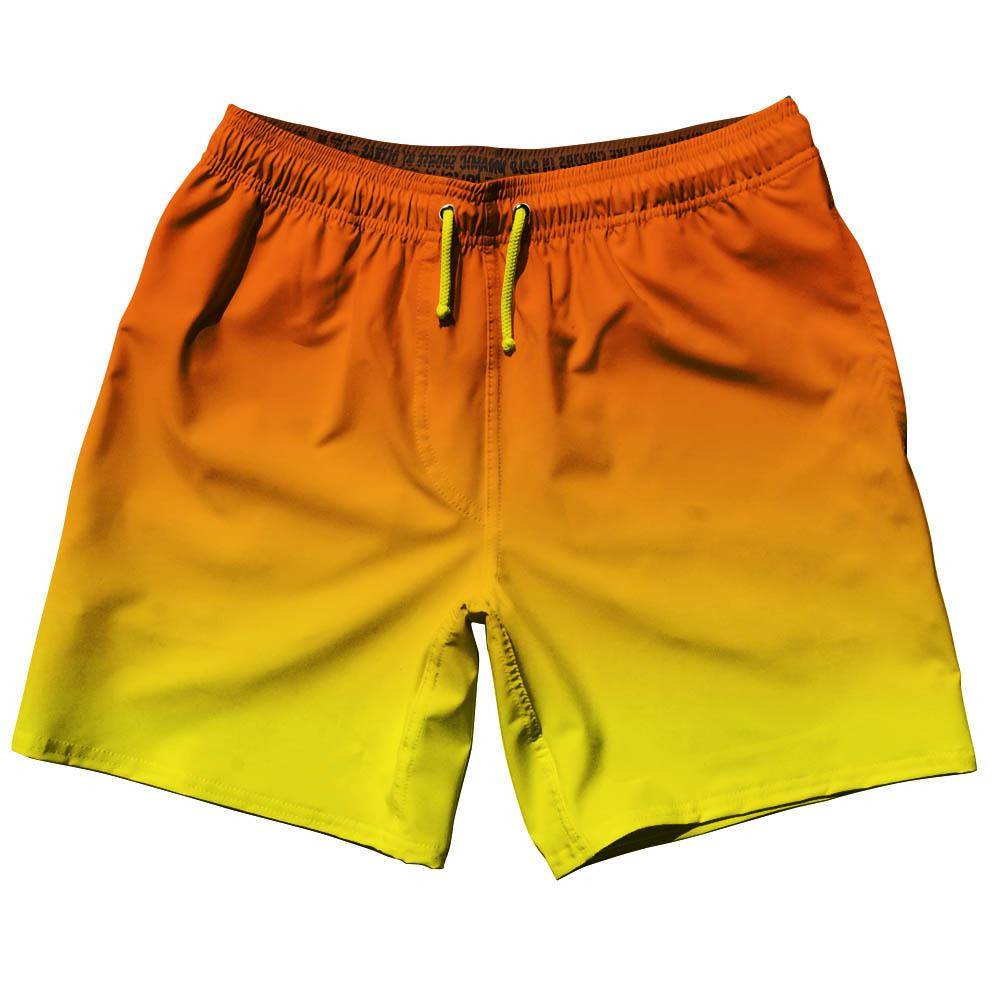 Image of Sunset Ombre Swim Shorts 7.5" - Yellow Orange