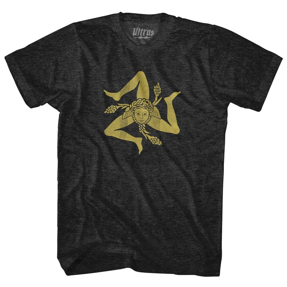 Image of Sicily Flag Adult Tri-Blend T-shirt - Black