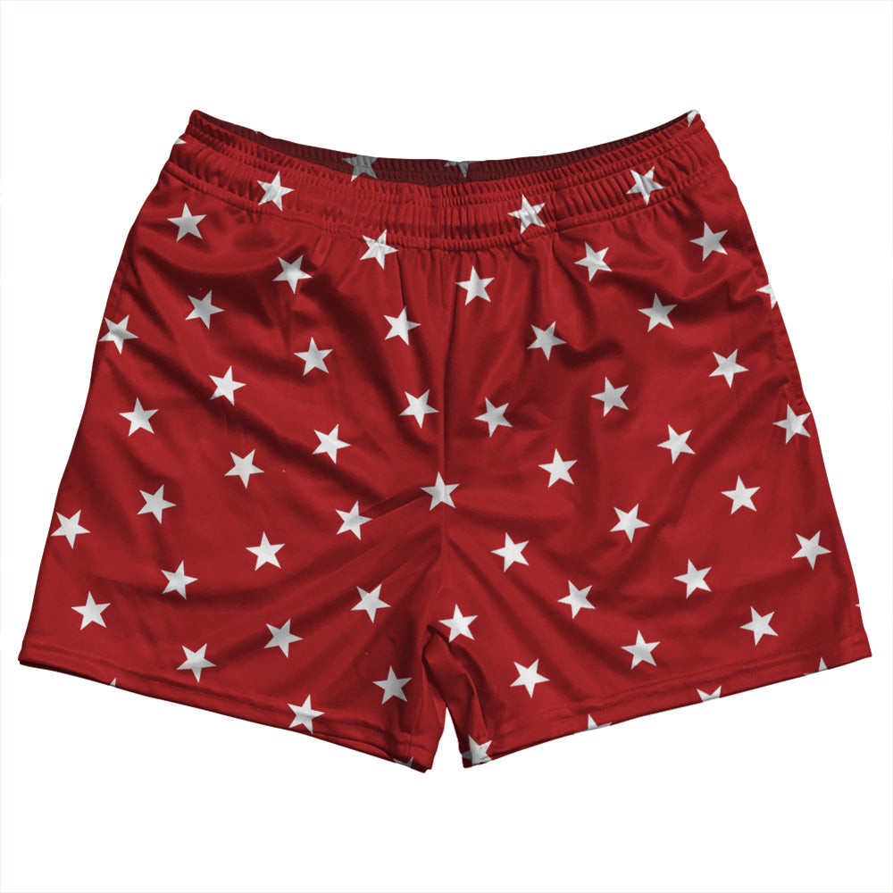 Image of Stars Rugby Shorts Made In USA - Dark Red