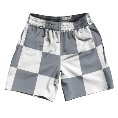 Checkerboard 5 Inches Grey Dark and White Athletic Running Fitness