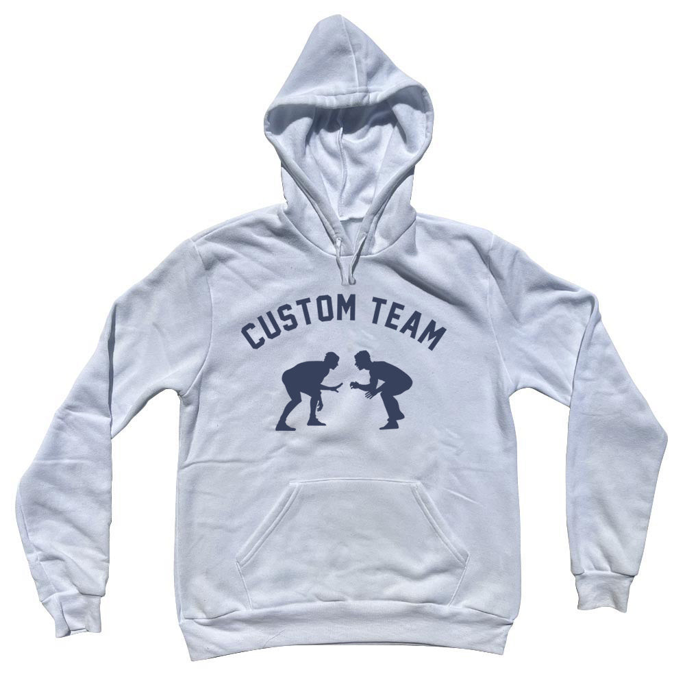 Image of Custom Team Wrestling Adult Cotton Hoodie - White