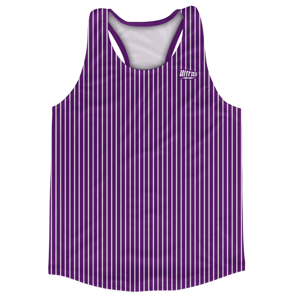 Image of Pinstripes Running Track Tops Made In USA - Purple Medium and White