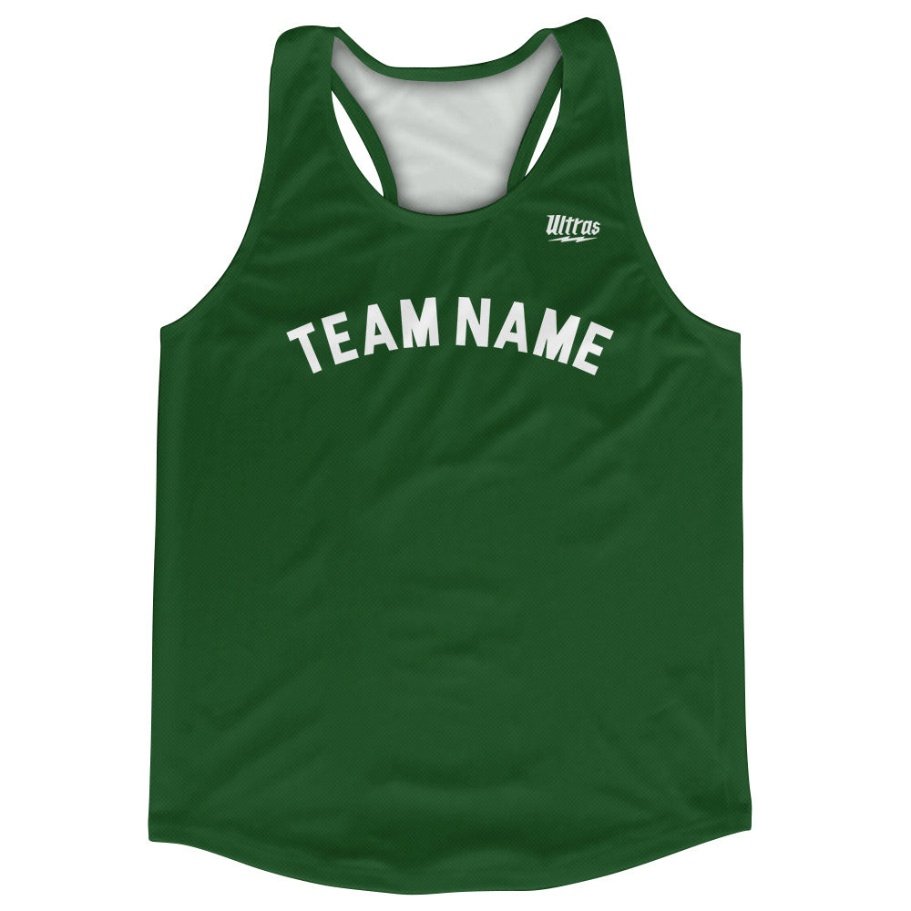 Image of Custom Arched With White Text Running Racerback Singlet - Green Hunter