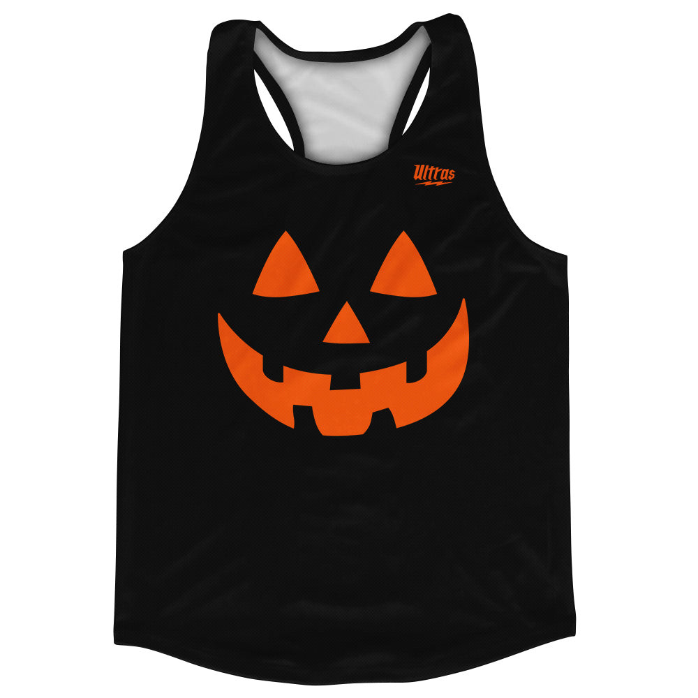 Image of Pumpkin Jack o Lantern Running Racerback Singlet Track Top - Black