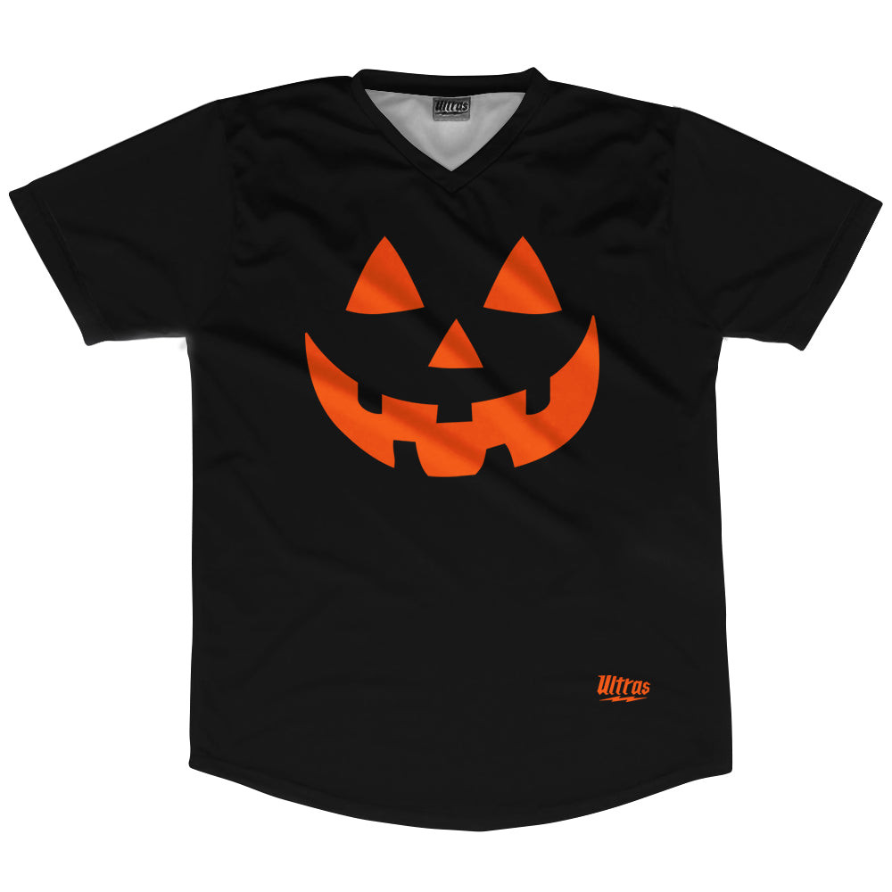 Image of Pumpkin Jack o Lantern Soccer Jersey Made In USA - Black