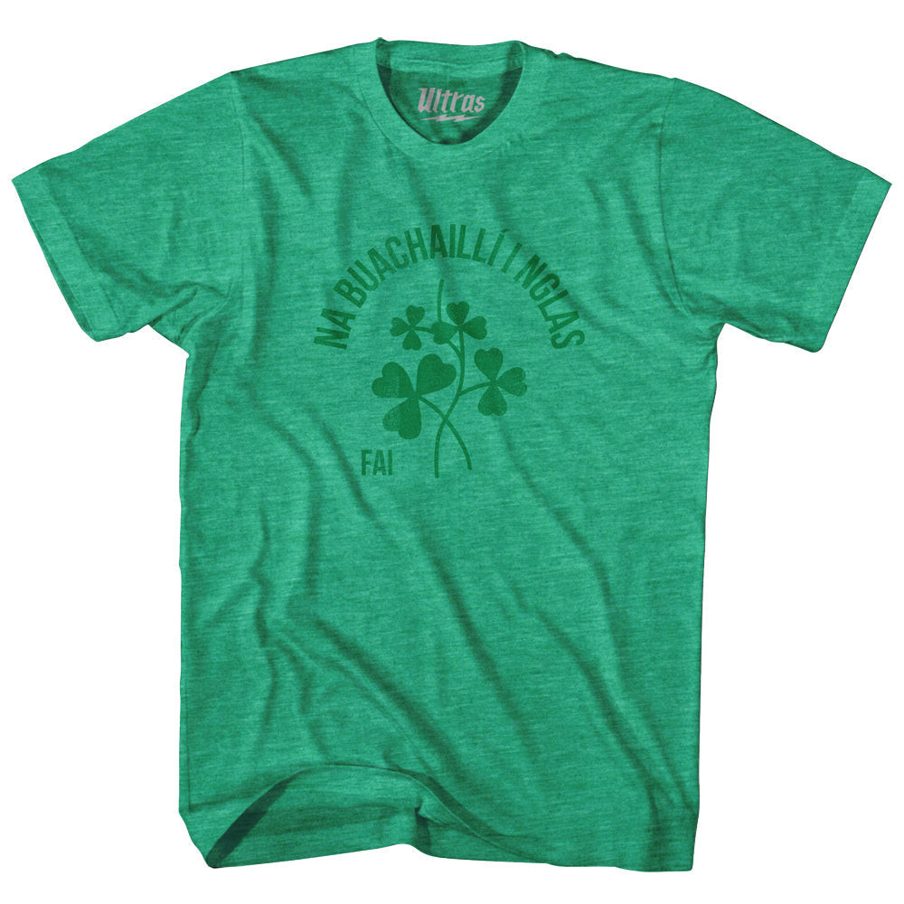 Image of Ireland Soccer Clover Na Buachailli I Nglas Adult Tri-Blend T-shirt - Heather Kelly