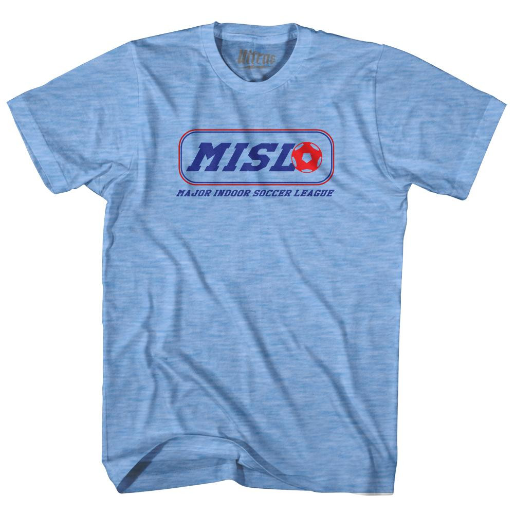 Image of Major Indoor Soccer League MISL Soccer Logo Adult Tri-Blend T-Shirt - Athletic Blue