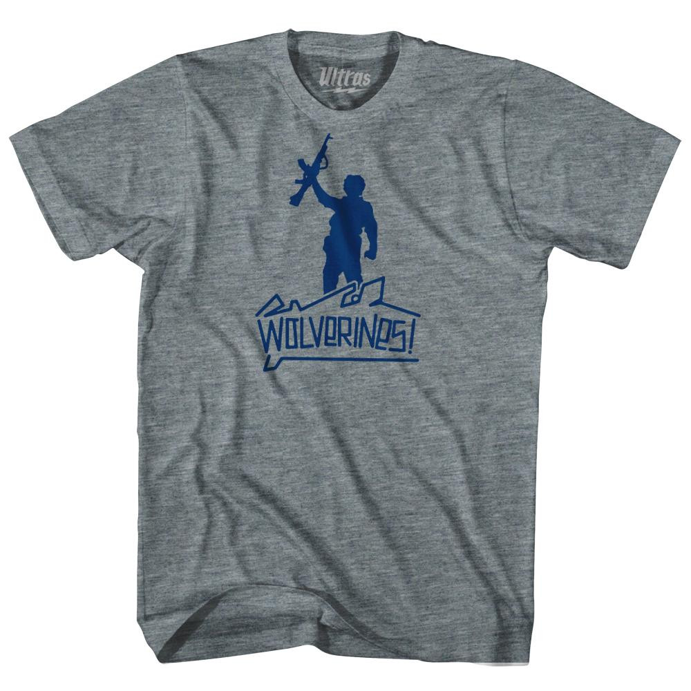 Image of Red Dawn Wolverines Graffiti Adult Tri-Blend T-shirt - Athletic Grey