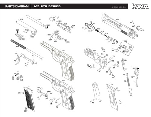KWA Full Metal M9 Tactical PTP Gas Airsoft Gun Blowback Pistol