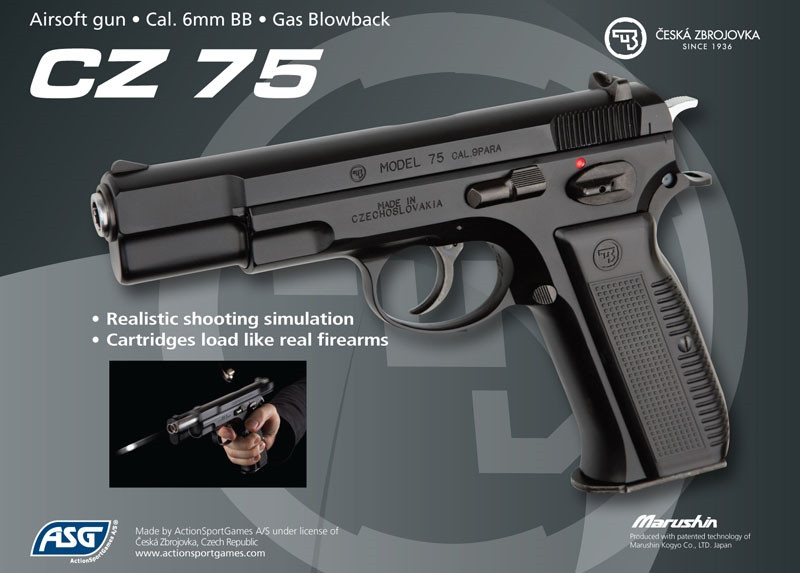 CZ 75 Licensed Metal Slide Green Gas Shell Ejecting Airsoft Pistol