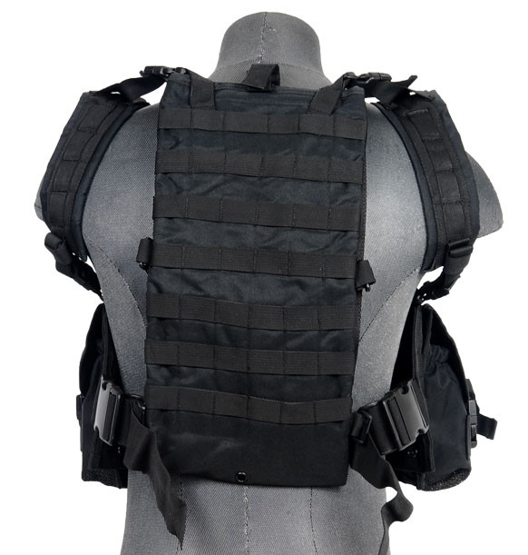 Lancer Tactical Black Molle Mod Chest Rig w/ Removable Hydration Pouch