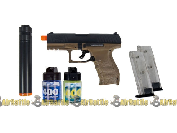 2272545 Walther Two Tone PPQ Airsoft Pistol & Silencer